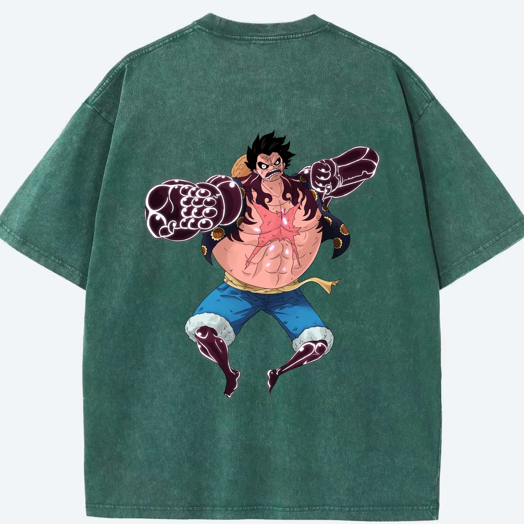 ワンピース モンキー・D・ルフィ ONE PIECE Monkey D. Luffy 綿100% ヴィンテージ風 半袖Tシャツ（背面プリント）